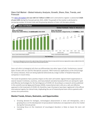 stem cell market global industry analysis growth
