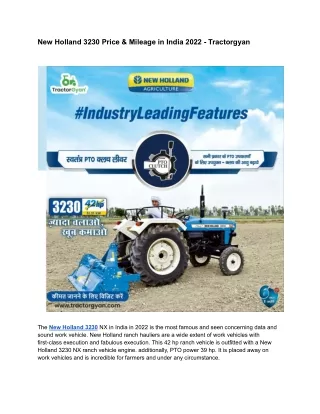 New Holland 3230 Tractor Price, Key Specification in India 2022 - Tractorgyan