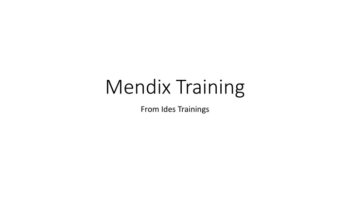 mendix training