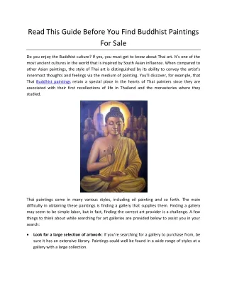 Read This Guide Before You Find Buddhist Paintings For Sale