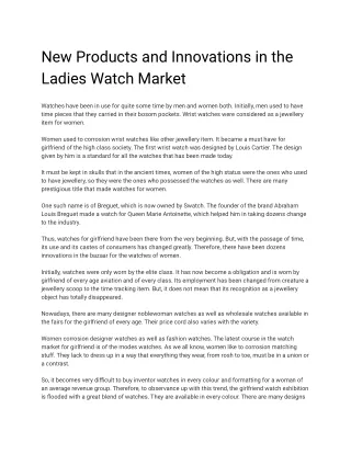 New Products and Innovations in the Ladies Watch Market