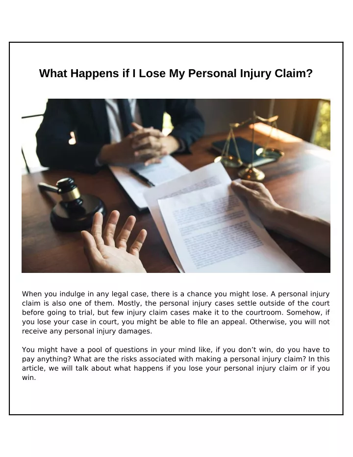 what happens if i lose my personal injury claim