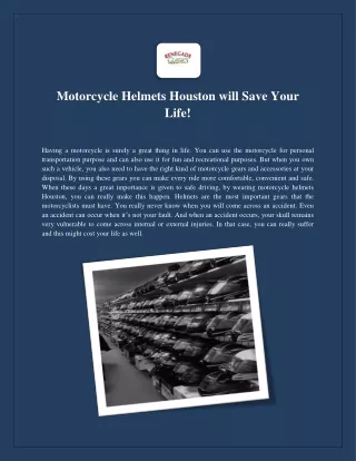 Motorcycle Helmets Houston will Save Your Life!