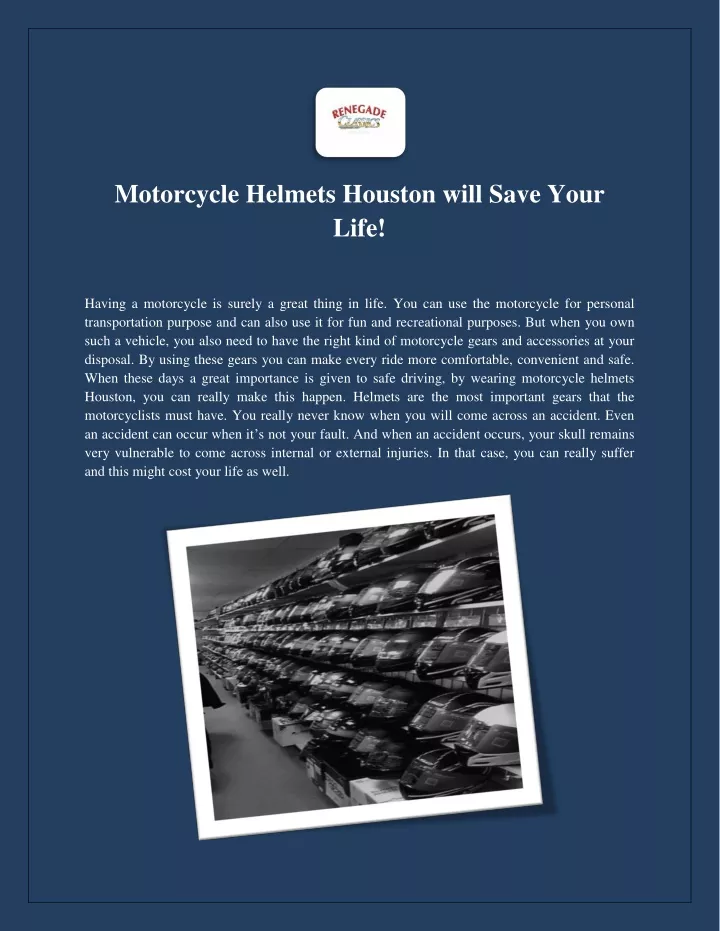 motorcycle helmets houston will save your life