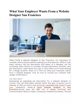 What Your Employer Wants From a Website Designer San Francisco