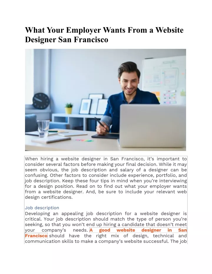what your employer wants from a website designer
