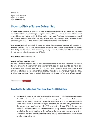 keywords screw driver taparia screw driver