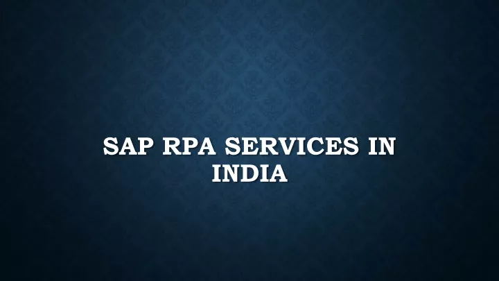 sap rpa services in india