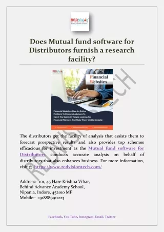 does mutual fund software for distributors