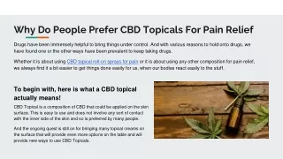 Why Do People Prefer CBD Topicals For Pain Relief
