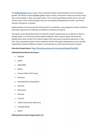 the drilling machine market report aims
