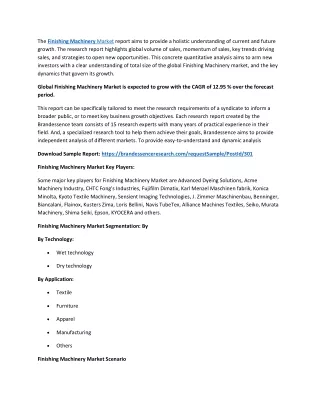 the finishing machinery market report aims