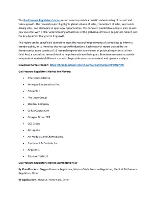 the gas pressure regulators market report aims
