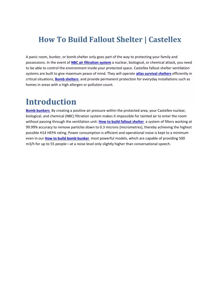 how to build fallout shelter castellex