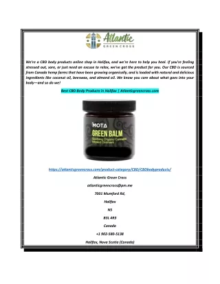 Best CBD Body Products in Halifax  Atlanticgreencross.com