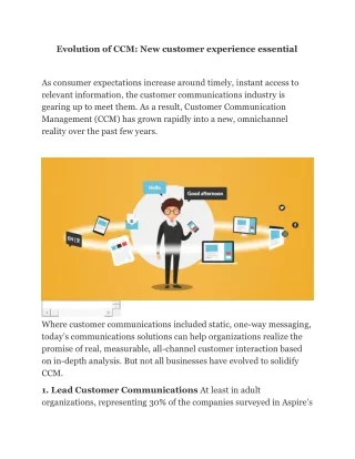 evolution of ccm new customer experience essential