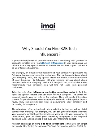 Why Should You Hire B2B Tech Influencers