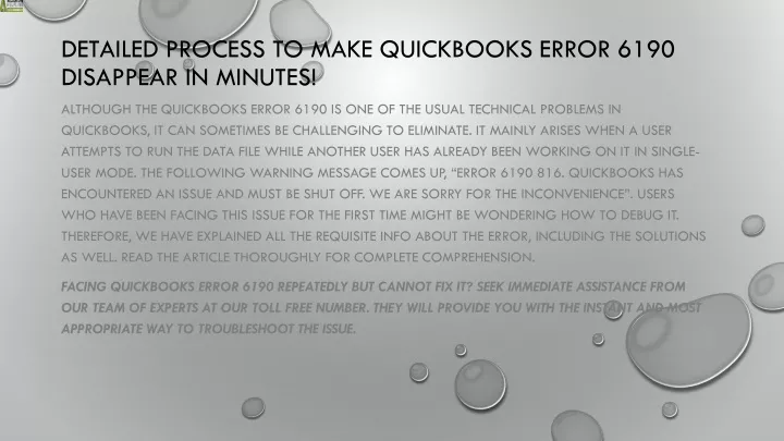 detailed process to make quickbooks error 6190 disappear in minutes