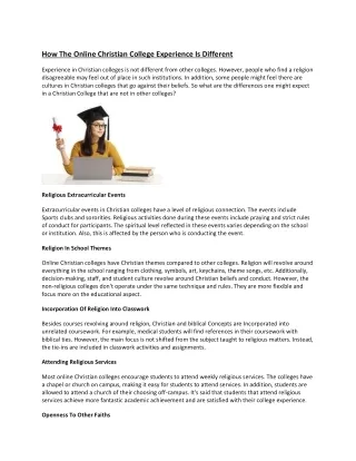how the online christian college experience