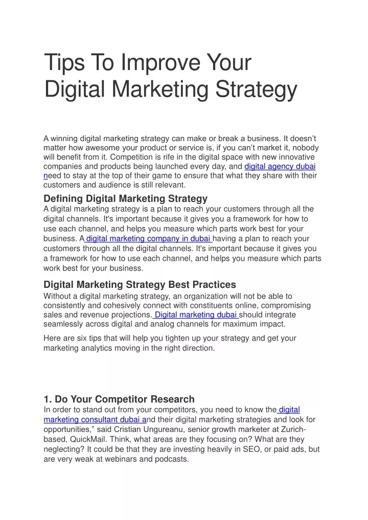 PPT - Tips To Improve Your Digital Marketing Strategy PowerPoint ...