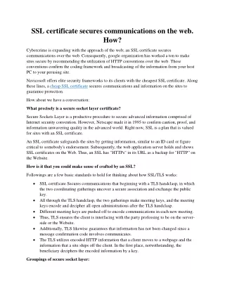 ssl certificate secures communications
