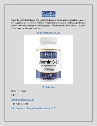 Methylcobalamin B12 Uk Premiervits.co.uk