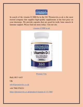 Vitamin D 5000 Iu Uk Premiervits.co.uk
