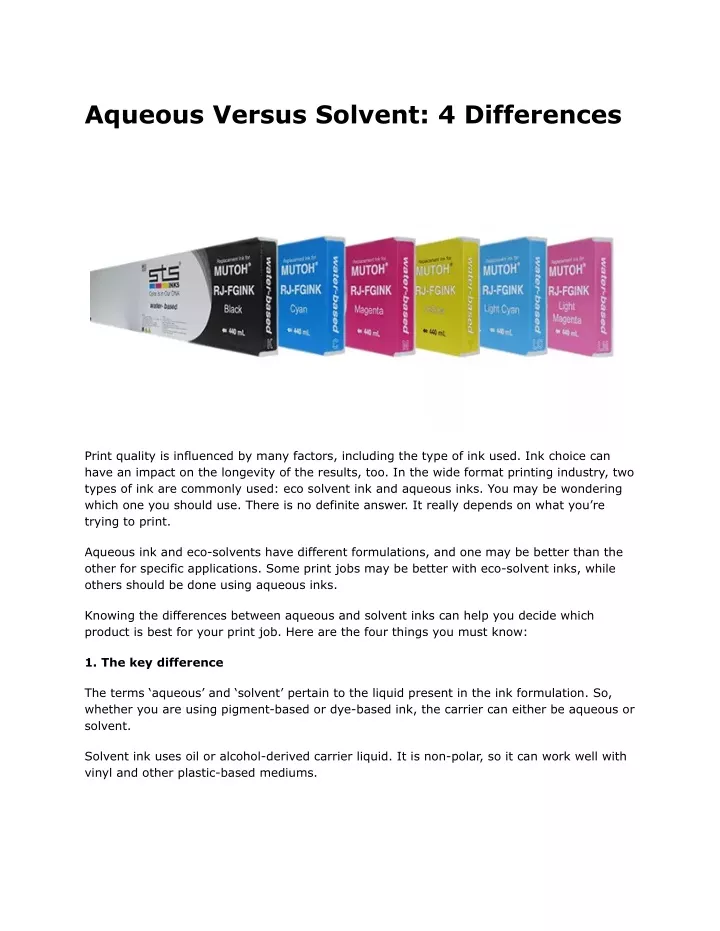 aqueous versus solvent 4 differences