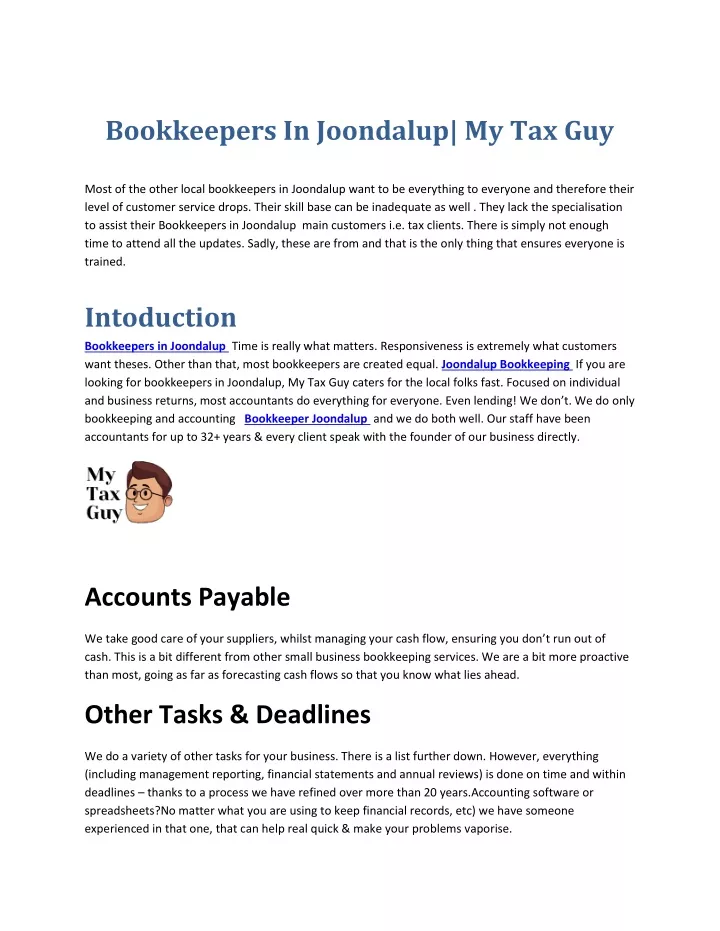 bookkeepers in joondalup my tax guy