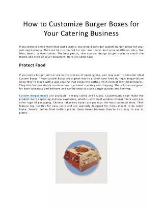 How to Customize Burger Boxes for Your Catering Business