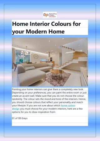 Home Interior Colours for your Modern Home