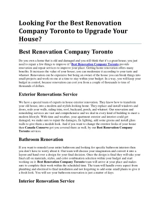 Best renovation company Toronto for interior and exterior transformation