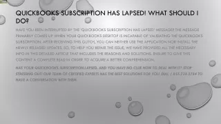 quickbooks subscription has lapsed what should i do