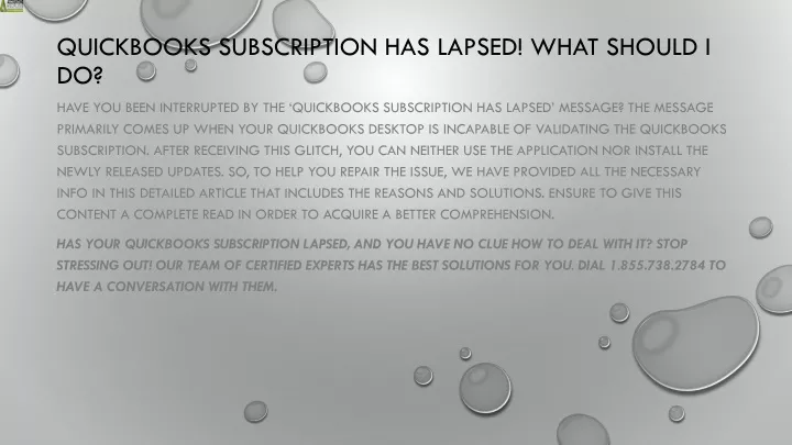 quickbooks subscription has lapsed what should i do