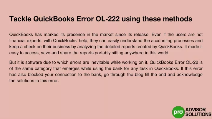 tackle quickbooks error ol 222 using these methods