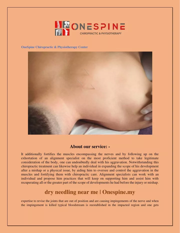 onespine chiropractic physiotherapy center