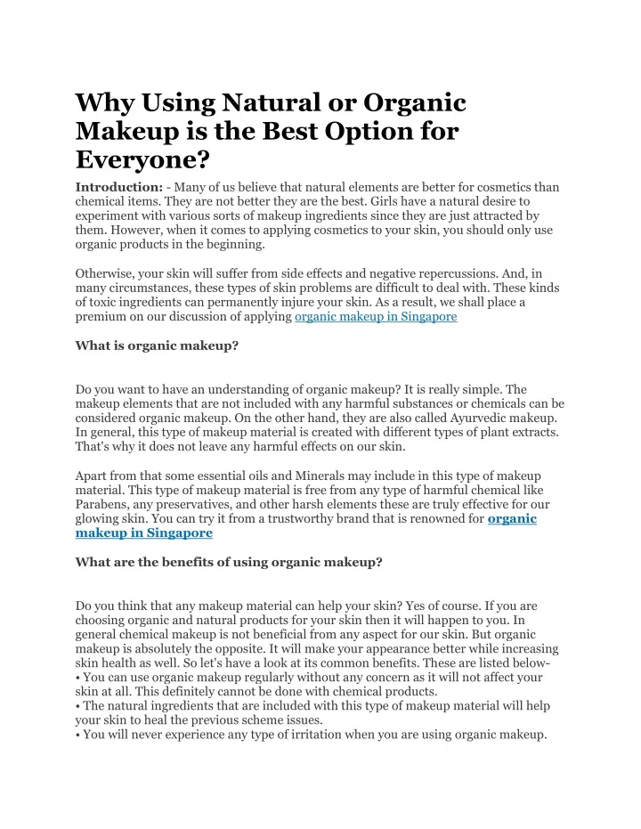 why using natural or organic makeup is the best