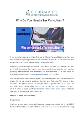 Why Do You Need a Tax Consultant