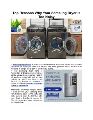 Top Reasons Why Your Samsung Dryer is Too Noisy