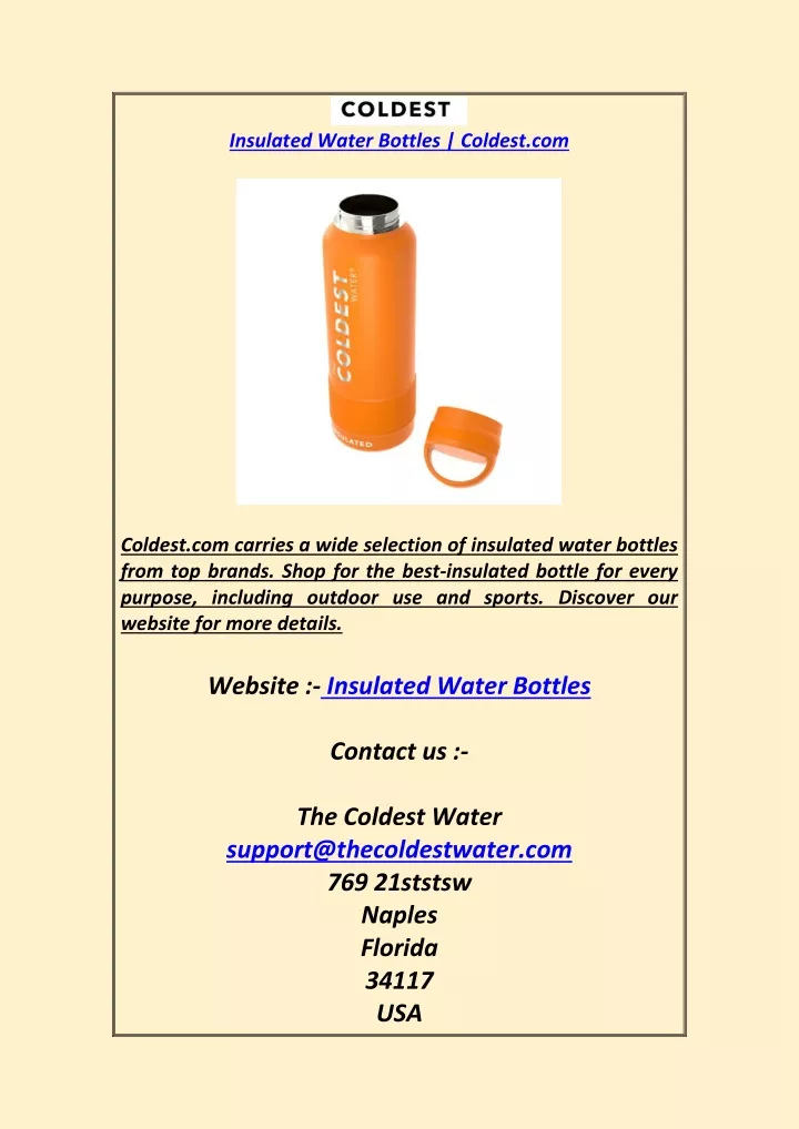 insulated water bottles coldest com