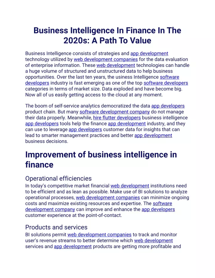 business intelligence in finance in the 2020s