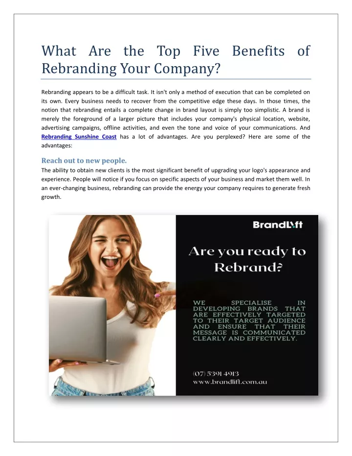 what are the top five benefits of rebranding your