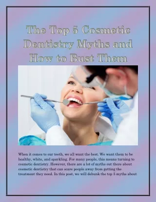The Top 5 Cosmetic Dentistry Myths and How to Bust Them