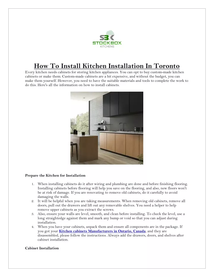 how to install kitchen installation in toronto