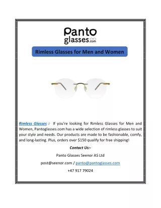 Rimless Glasses for Men and Women