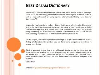 best dream dictionary