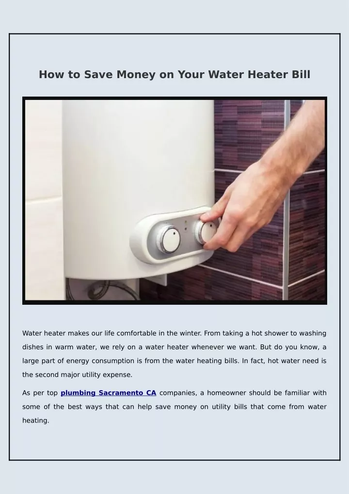 how to save money on your water heater bill