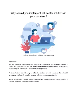 why should you implement call center solutions