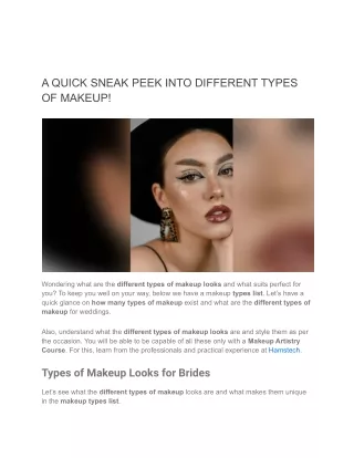 a quick sneak peek into different types of makeup