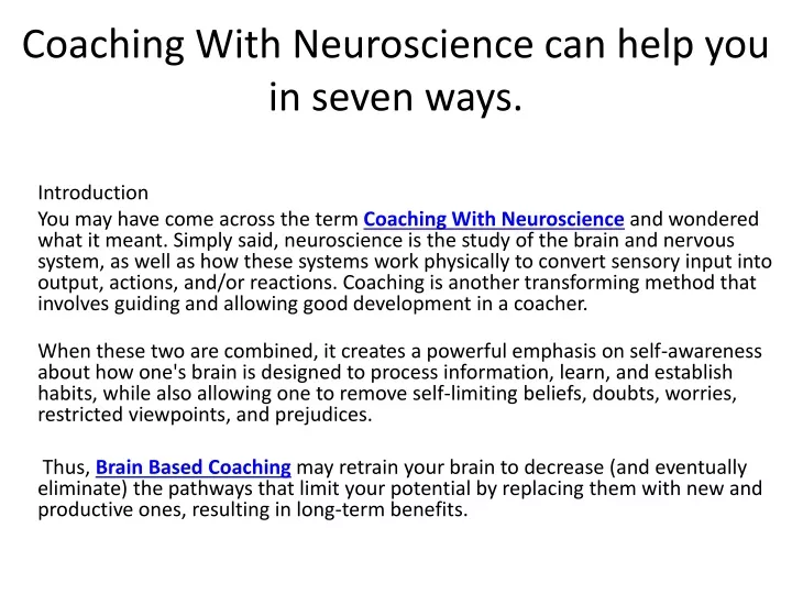 PPT - Coaching With Neuroscience PowerPoint Presentation, Free Download ...